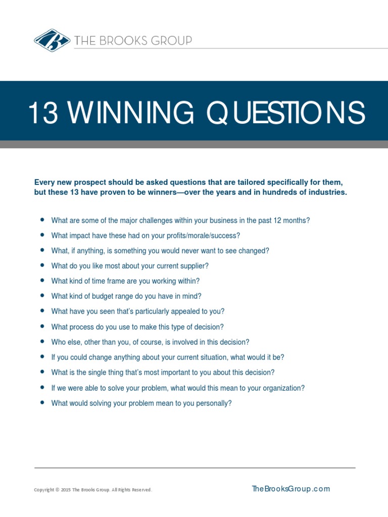 13 Essential Questions for Prospects | PDF