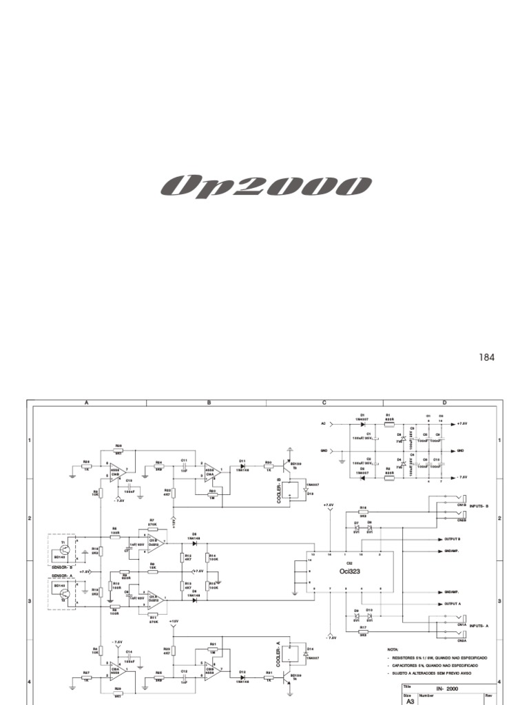 Esquema Amplificador Oneal OP2000 | PDF | Xadrez | Jogos e Atividades