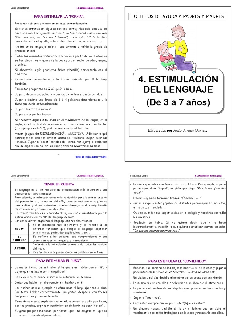 Actividades para Estimular el Lenguaje Infantil | PDF | Aquisición de ...