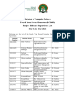 Project Title and Supervisor List (BCS405)