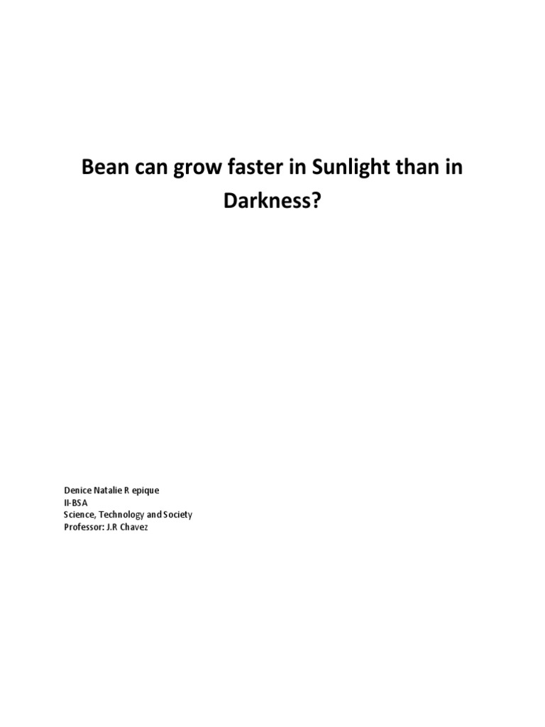 Bean Plants Grow Taller in Sunlight than in Darkness PDF