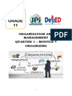 SHS Grade 11: Organization and Management Quarter 1 - Module 7 Organizing