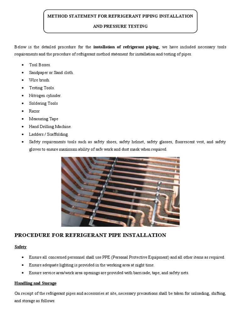 Refrigerant Piping Installation & Testing Guide | PDF | Personal ...