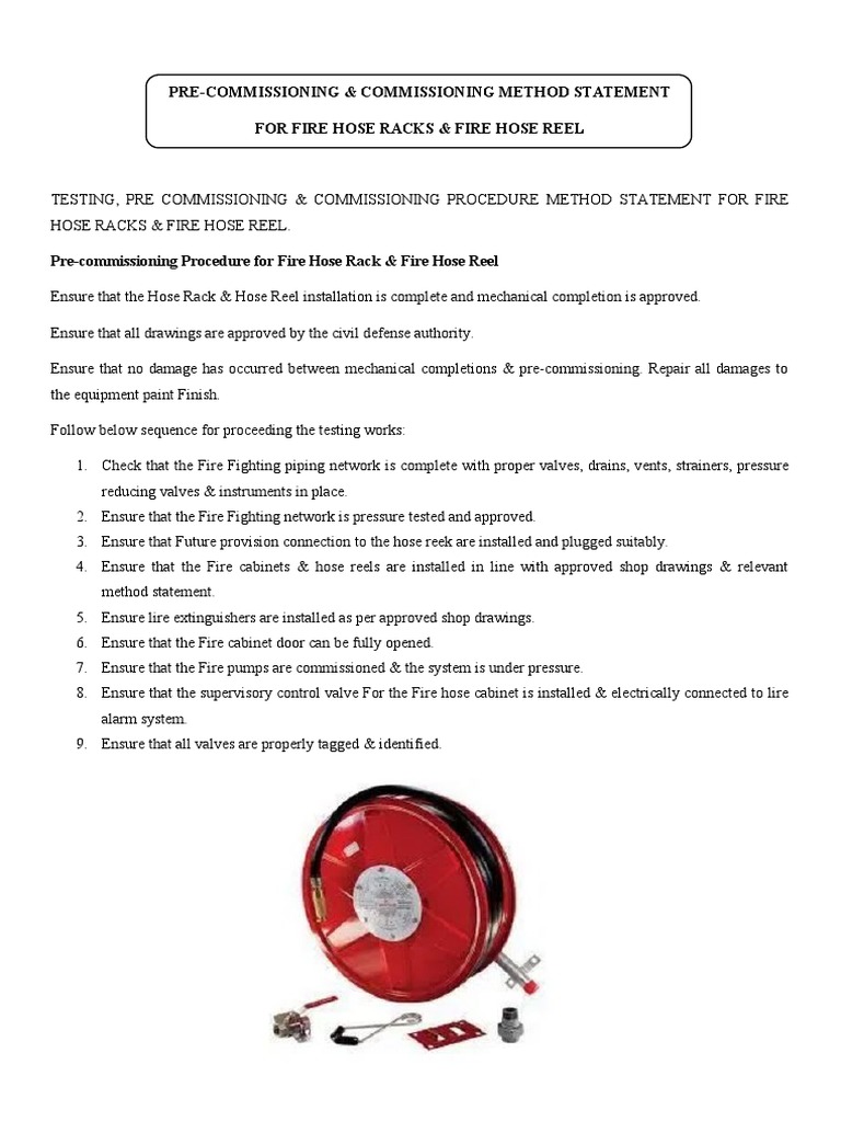 Fire Hose Rack & Reel Commissioning Guide | PDF | Valve | Gases