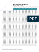 Jadual Waktu Solat 2021