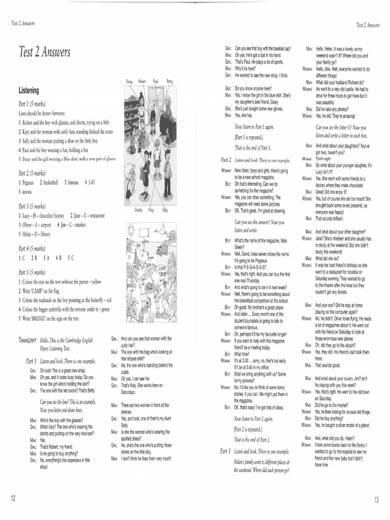 Cambridge Flyers 2018 Authentic Exam Paper 1 Test 2 Answer Key PDF