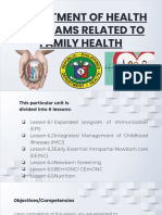DEPARTMENT OF HEALTH PROGRAMS RELATED TO FAMILY HEALTH