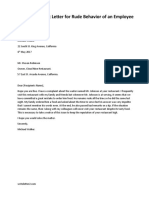 Complaint Letter For Rude Behavior of An Employee