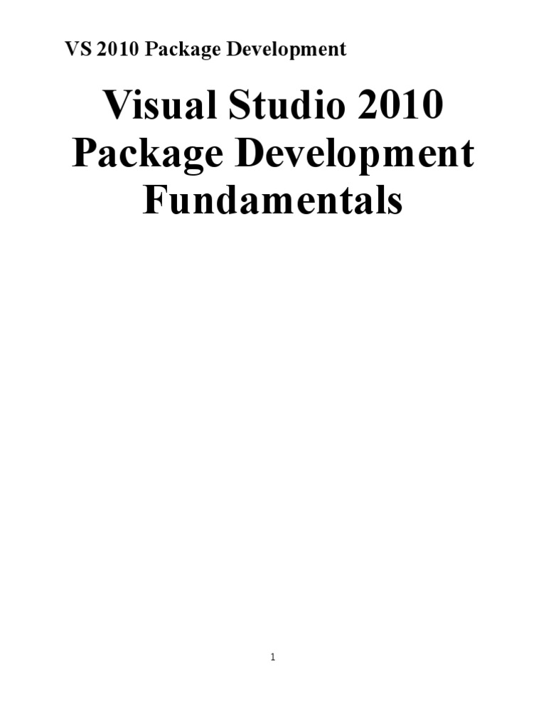 Visual Studio 2010 Package Development Fundamentals PDF Microsoft