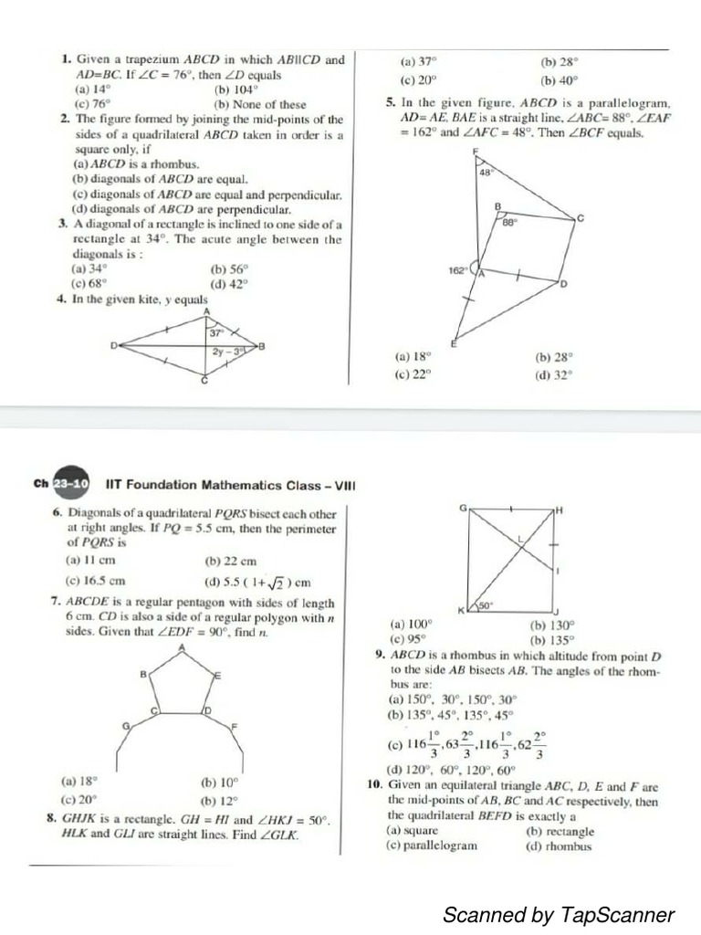 Self Assessment Test Lines and Angles Test 2 PDF