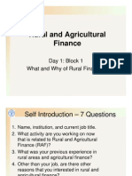 Day 1: Block 1 What and Why of Rural Finance?