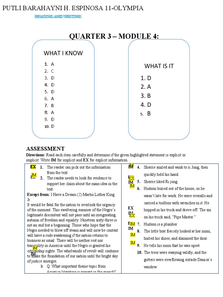 Reading and Writing Module PDF