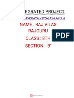 Arti Ntegratedproject: Name:Rajvi LAS Rajguru Class:8Th Secti ON:' B'