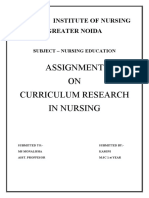 ASSIGNMENT ON CURRICULUM RESEARCH BY KAMINI