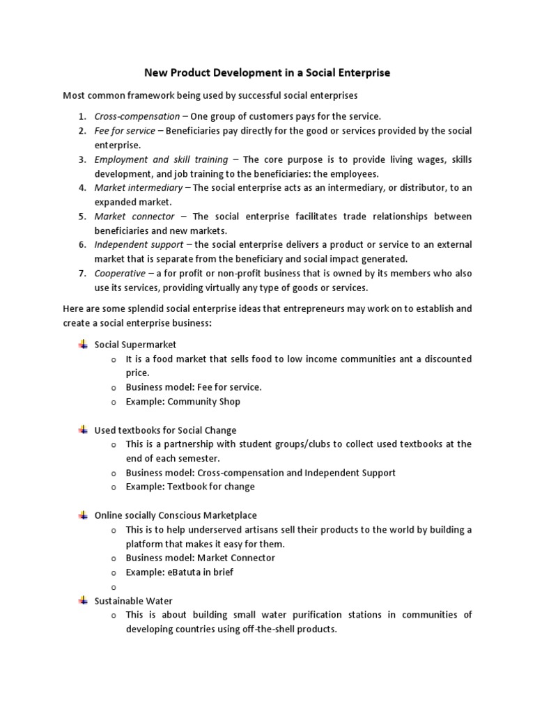 New Product Development In A Social Enterprise Part 1 Pdf Social