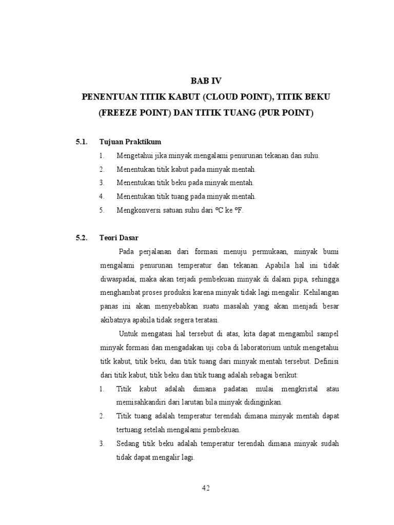 Titik Kabut, Beku, dan Tuang Minyak | PDF