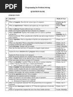 Programming For Problem Solving Question Bank: Sl. No Questions Marks & Year 6 Marks Jan 19, Model QP, QP