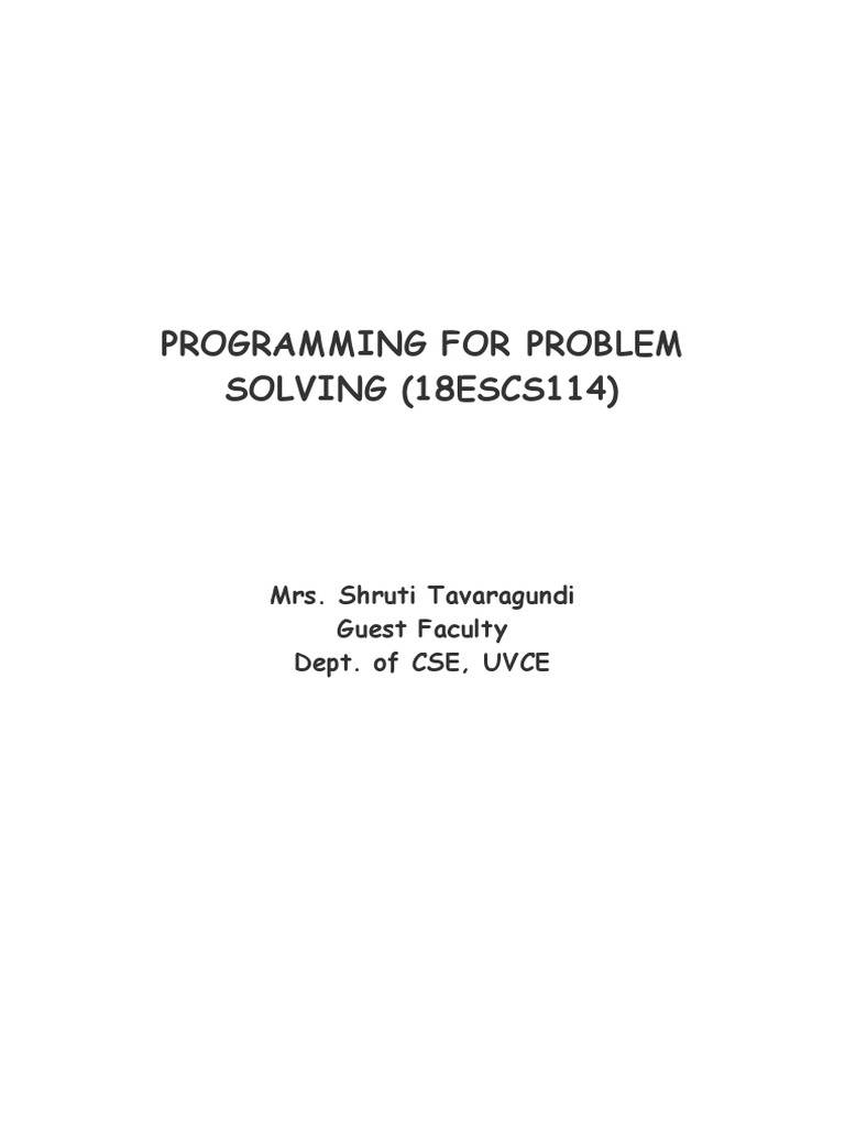 PPS T Notes - 1 | PDF | Data Type | C (Programming Language)