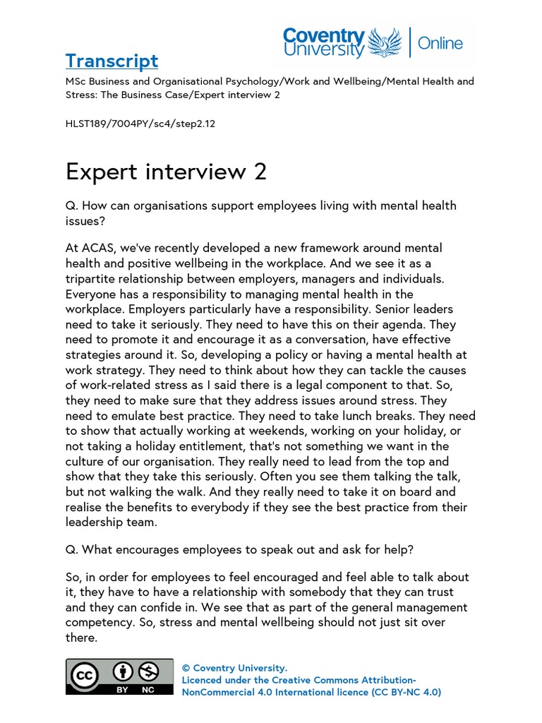 Expert Interview 2: Transcript | PDF | Creative Commons | Mental Health