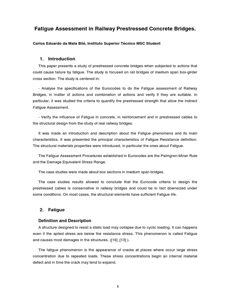 Fatigue Assessment in Railway Bridges | PDF | Fatigue (Material ...