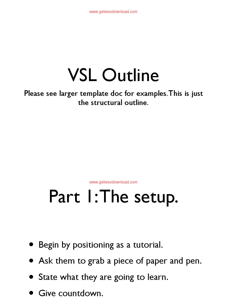 VSL Structure and Tutorial Outline | PDF