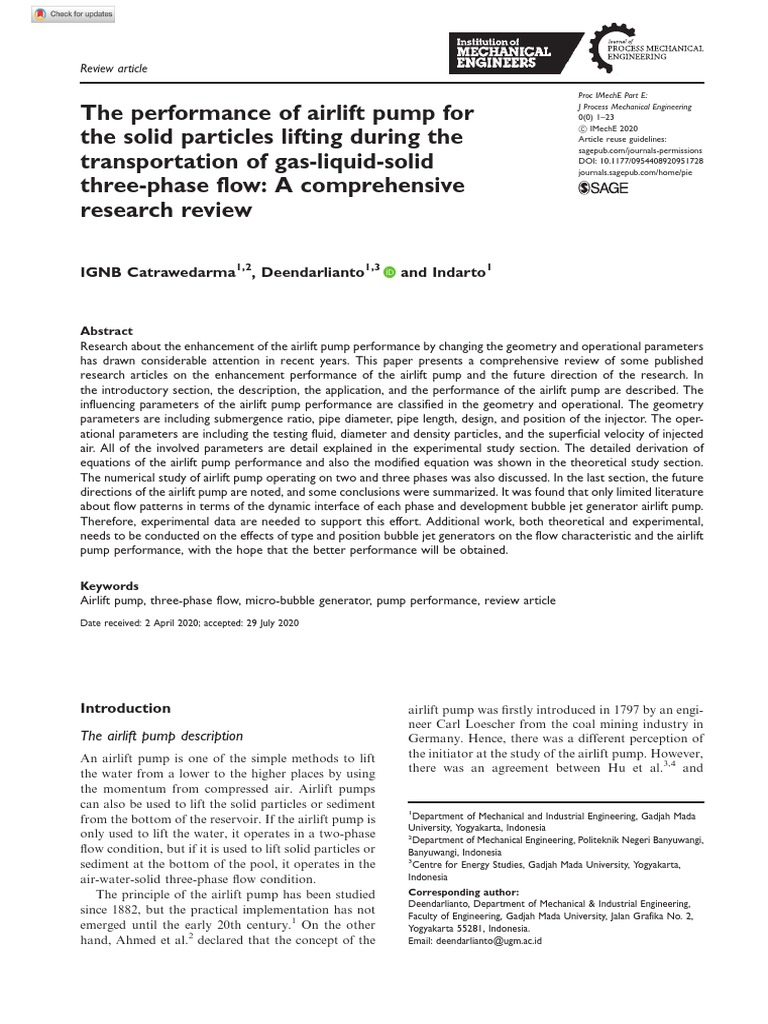 Airlift Pump Performance Review | PDF | Pump | Fluid Dynamics