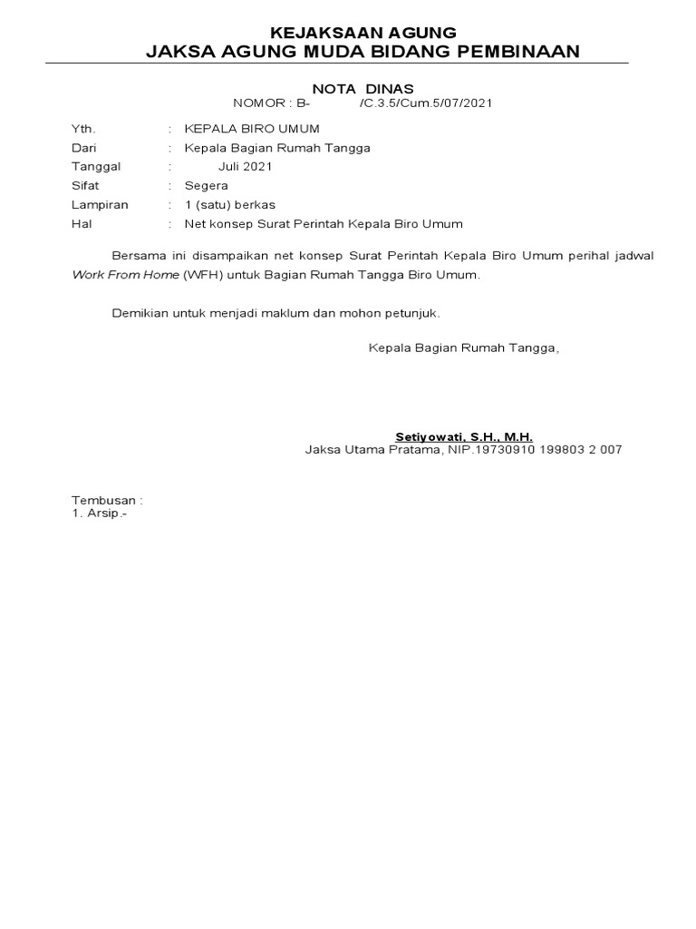 Contoh Sprin WFH Juni 2021 | PDF