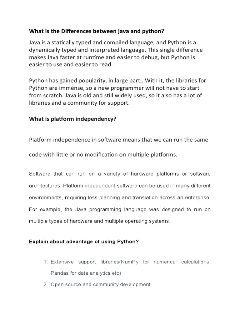 What Is The Differences Between Java and Python | PDF image.