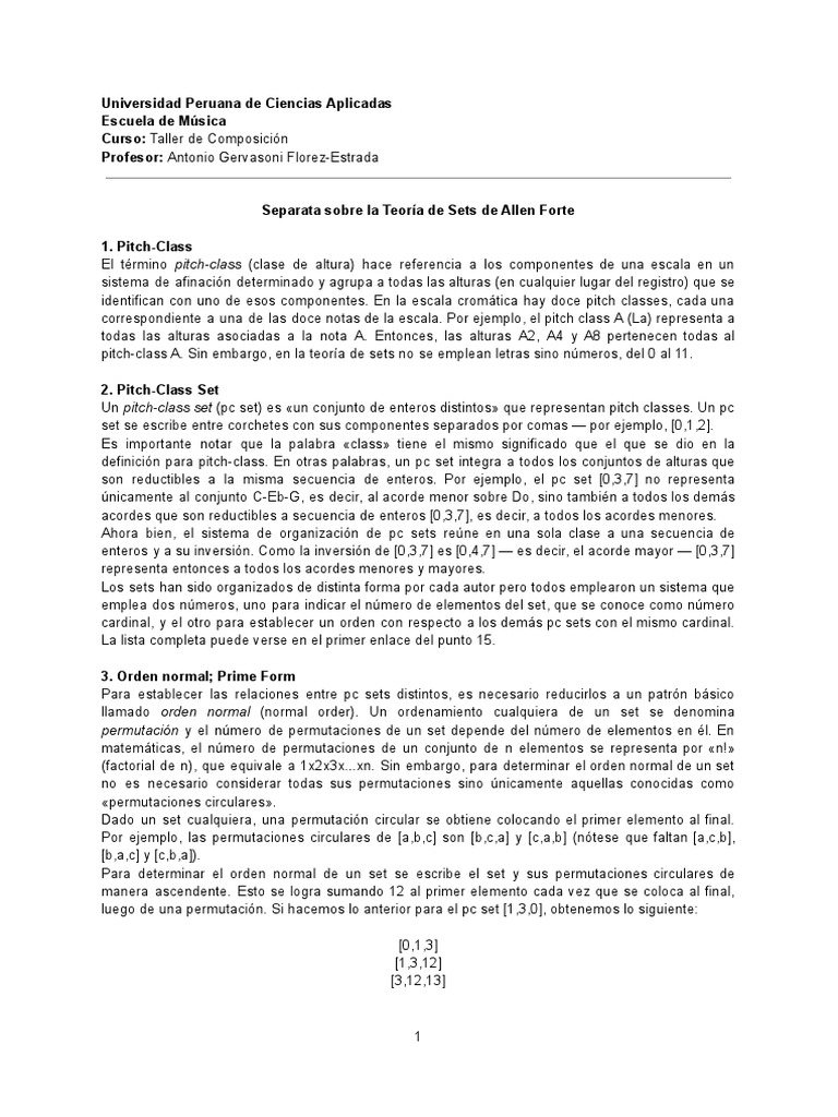 Teoría de Sets de Allen Forte | PDF | Permutación | Acorde (Música)