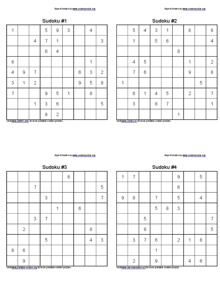 Sudoku 1 | PDF | Puzzles | Games Of Mental Skill for Free Printable Expert Sudoku Puzzles