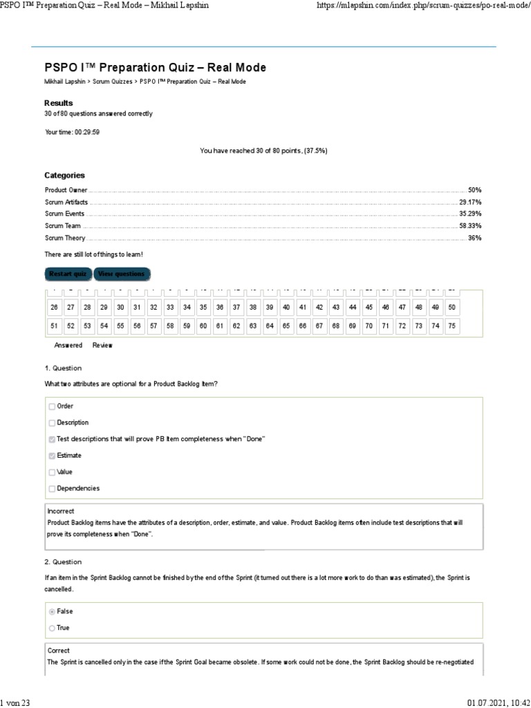PSPO-II Zertifizierungsantworten