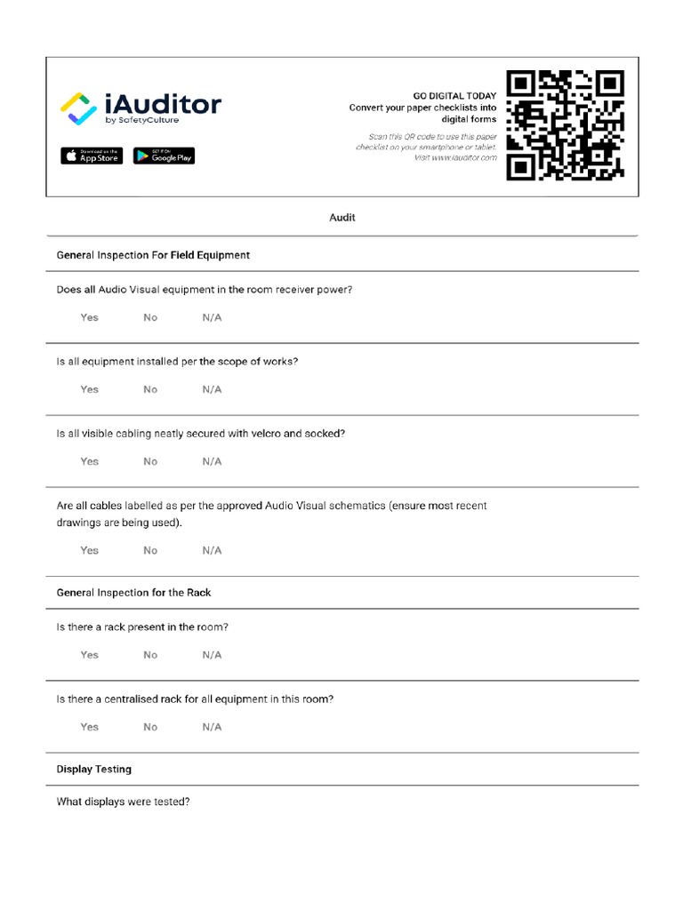 Audio Visual Testing and Commissioning Report | PDF