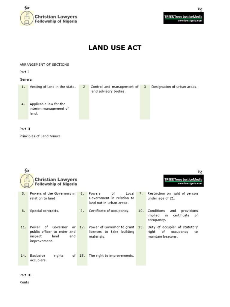 Land Use Act PDF Download Free PDF License Lease