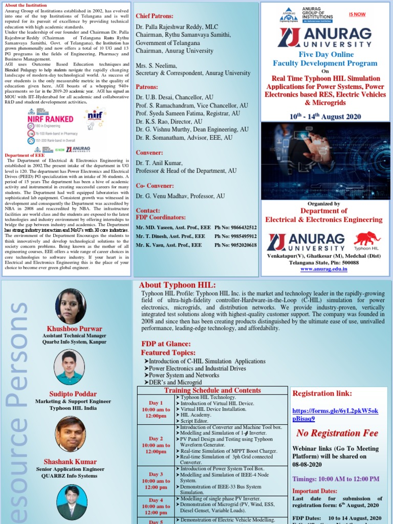Anurag University EEE Faculty Development Program | PDF | Distributed ...