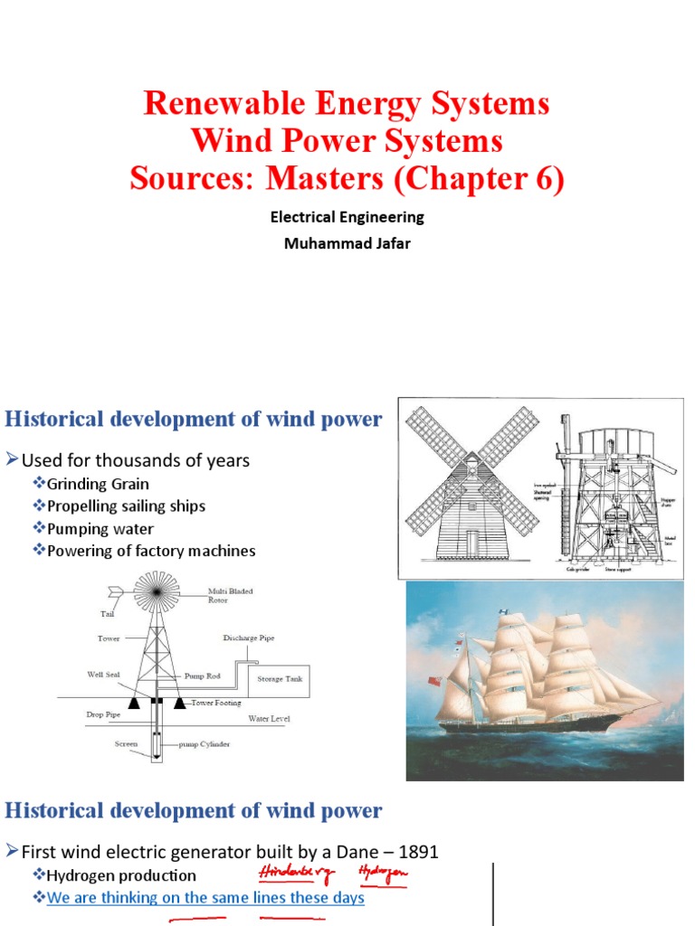 Renewable Energy Systems Wind Power Systems Sources: Masters (Chapter 6 ...