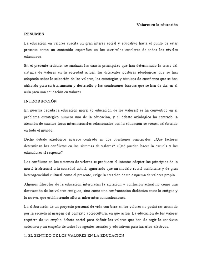 Encuesta sobre valores en educación | PDF | Plan de estudios | Moralidad