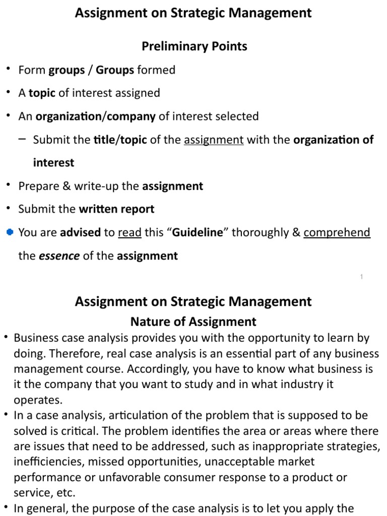 Strategic Management Assignment | PDF | Strategic Management | Swot ...
