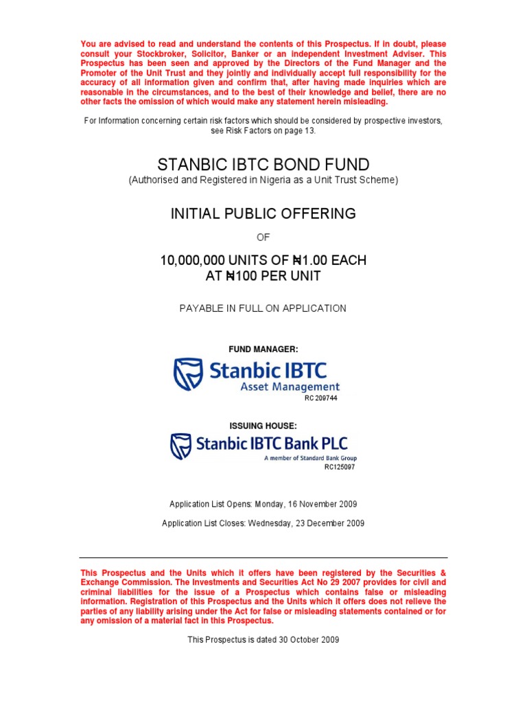 Prospectus Stanbic Ibtc Fixed Fund Descargar gratis PDF