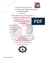 "Extraction and Characterization of Oil From Date Seed": Bachelor of Engineering (8 Sem) IN Chemical Engineering