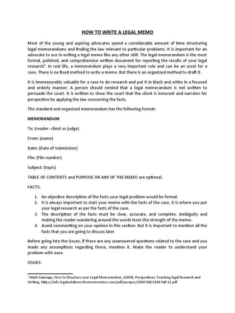 How To Write A Legal Memo PDF Memorandum Science
