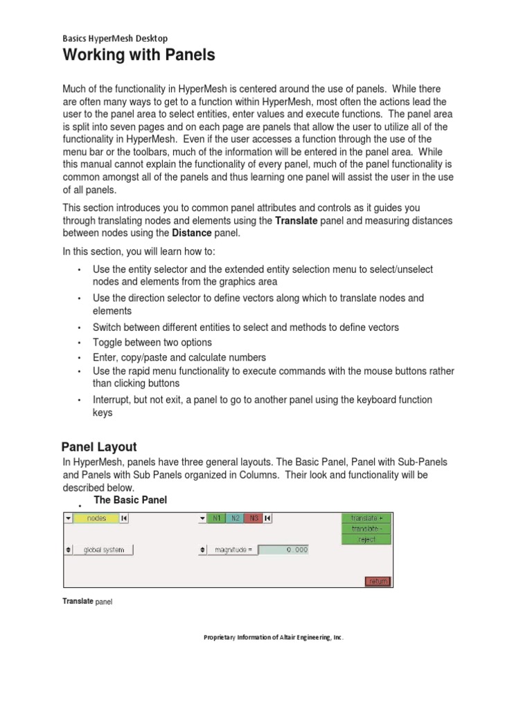HyperMesh Panel Functionality Guide | PDF | Menu (Computing) | Software