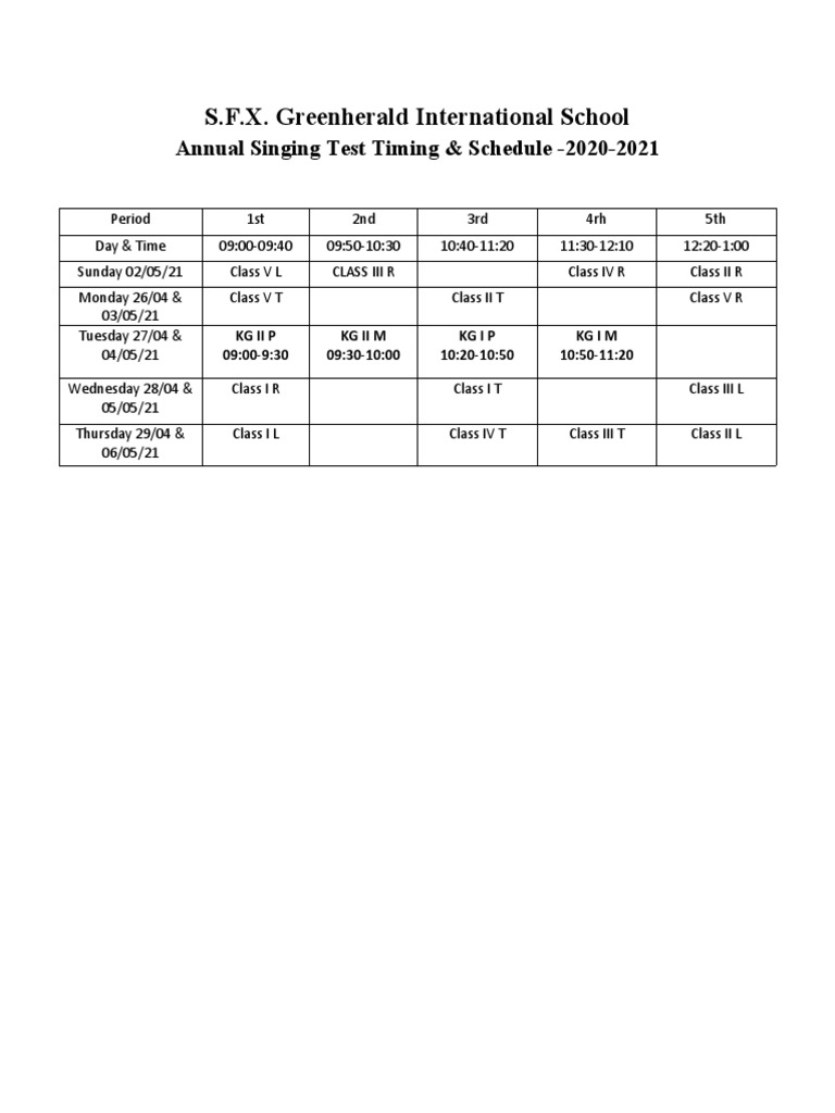 Annual Singing Test Timing & Schedule 2020-2021 | PDF | Technology ...