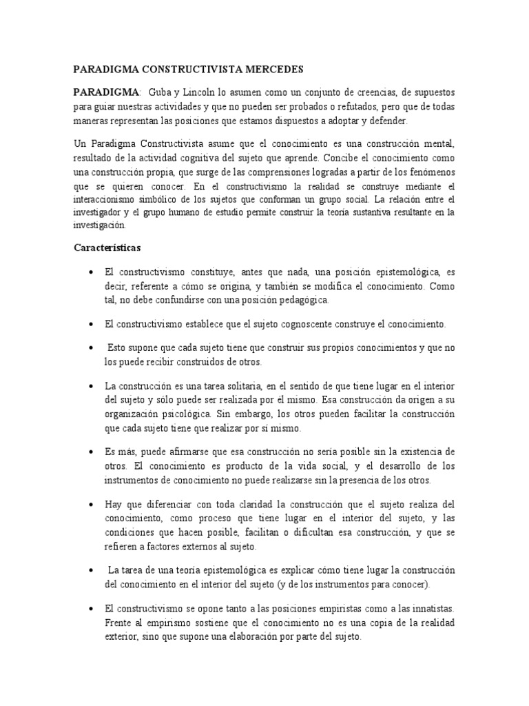 Paradigma Constructivista | PDF | Constructivismo (filosofía de la ...