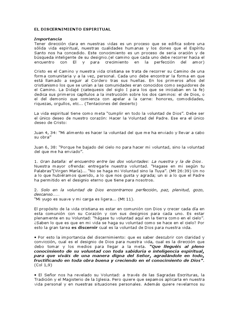 Discernimiento Espiritual: Guía y Ejemplos | PDF | espíritu Santo | Amor