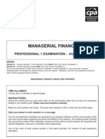 Managerial Finance: Professional 1 Examination - August 2009