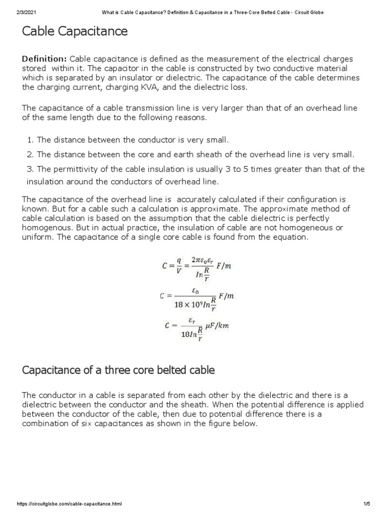 What Is Cable Capacitance Definition & Capacitance in A ThreeCore