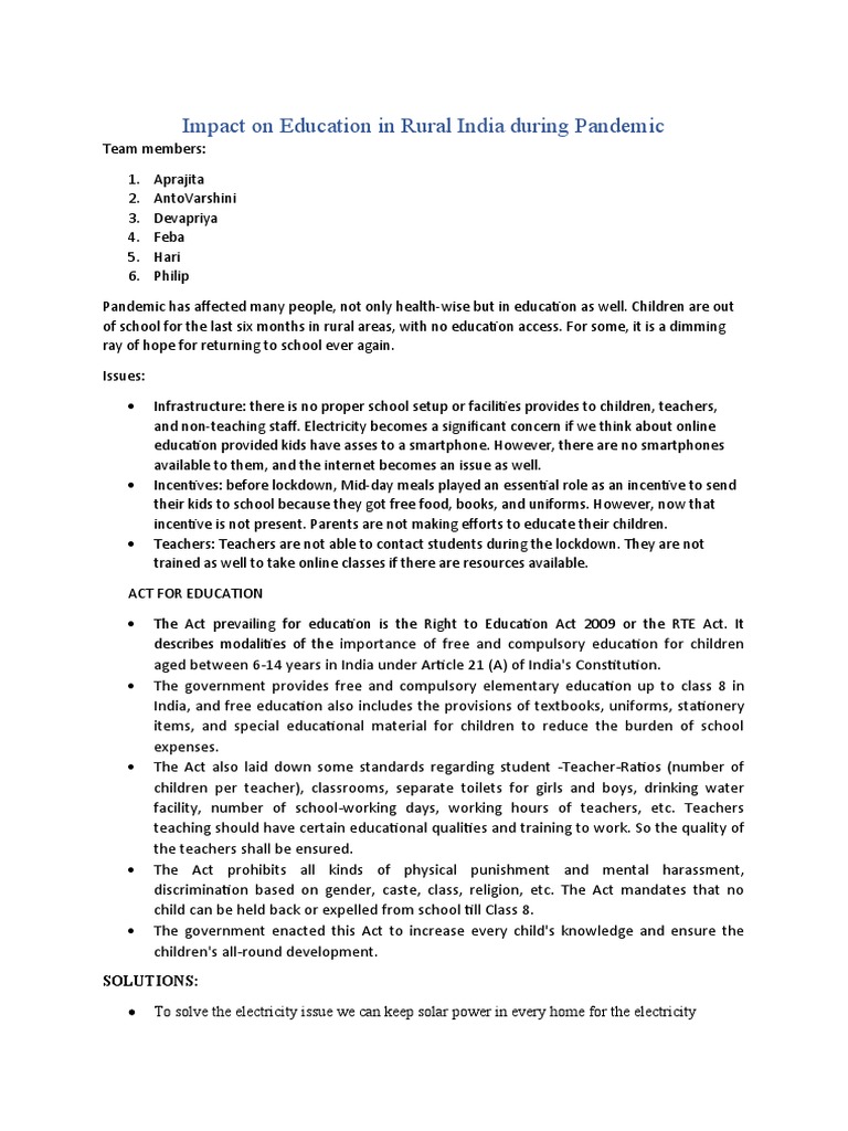 Rural Education Challenges in Pandemic | PDF | Teachers | Human Nature