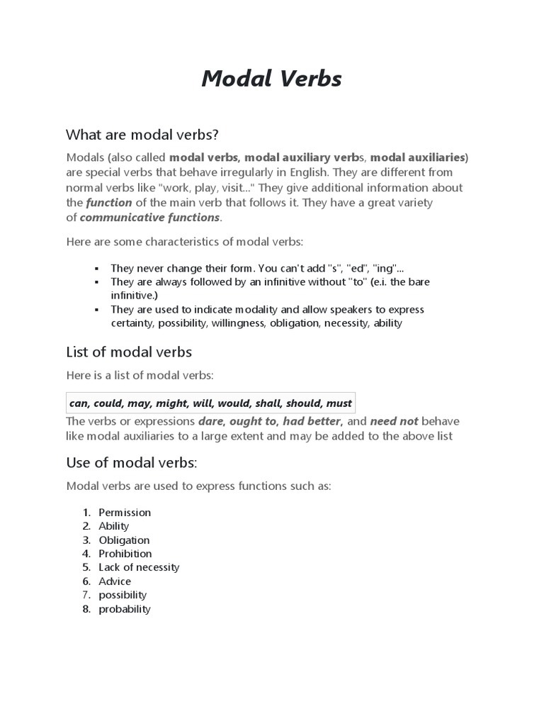 Understanding Modal Verbs in English | PDF | Semantic Units | Morphology