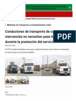 Conductores de Transporte de Carga y Mercancías No Necesitan Pase Laboral Durante La Prestación Del Servicio _ Gobierno Del Perú