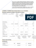 LARSEN & TOURBO Shareholding Pattern As On 31/03/2021 Summary Statement Holding of Specified Securities